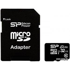 Купить Silicon-Power 32Gb microSDHC Elite UHS-1 SP032GBSTHBU1V10 в Минске, доставка по Беларуси