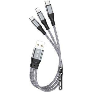Кабель Hoco X47 USB - Lightning/Micro/Type-C (0.25 м,металли
