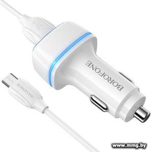 Купить Автозарядка Borofone BZ14 microUSB (белый) в Минске, доставка по Беларуси