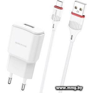 Зарядное устройство Borofone BA48A кабель microUSB (белый)