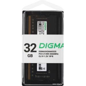 Купить SODIMM-DDR4 32GB PC4-21300 Digma DGMAS42666032S в Минске, доставка по Беларуси