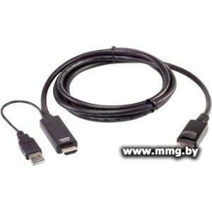 Кабель Aten 2L-7D02HDP HDMI/USB Type-A - DisplayPort (1.8 м,