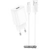 Зарядное устройство Hoco C134A microUSB (белый)