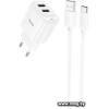 Зарядное устройство Hoco C141A + Type-C (белый)