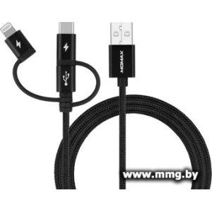 Кабель Momax DX1D USB Lightning/microUSB/Type-C (1 м,черный)