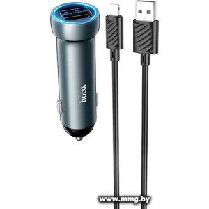 Купить Автозарядка Hoco Z54 Lightning (металлик) в Минске, доставка по Беларуси