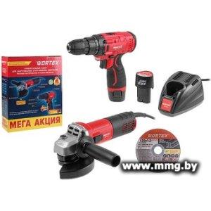 Wortex 1329386 (болгарка, шуруповерт, 2 АКБ)