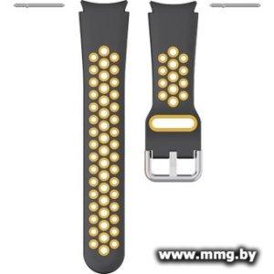 Ремешок Rumi Sport N-style силиконовый для Samsung Galaxy Watch4/5/6 (20 мм, черный/желтый)