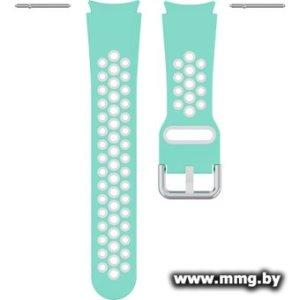 Ремешок Rumi Sport N-style силиконовый для Samsung Galaxy Watch4/5/6 (20 мм, бирюзовый/белый)