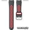 Ремешок Rumi Sport N-style силиконовый для Samsung Galaxy Watch4/5/6 (20 мм, черный/красный)
