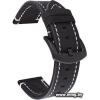 Ремешок Rumi кожаный Leather GT3 20 мм (матовый черный)