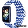 Ремешок Rumi Wick из плетеного нейлона для Huawei Band 7 (синие/белые полоски)