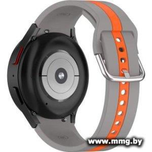 Ремешок Rumi Sport Line силиконовый для Samsung Galaxy Watch4/5/6 (20 мм, серый/оранжевый)