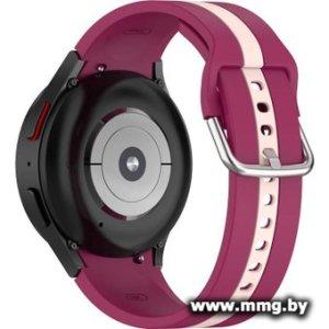 Ремешок Rumi Sport Line силиконовый для Samsung Galaxy Watch4/5/6 (20 мм, вишневый/бежевый)