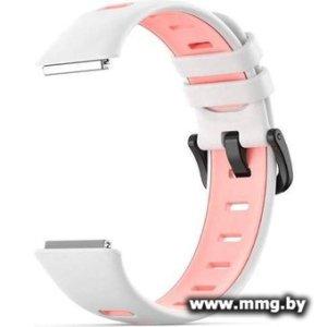 Купить Ремешок Rumi силиконовый для Huawei Band 7 (белый/розовый) в Минске, доставка по Беларуси