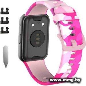 Ремешок Rumi силиконовый для Huawei Watch FIT, Watch FIT Elegant (розовый камуфляж)