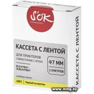 Картридж-лента для термопринтера Sakura Printing BLK4YBA7 (черный на желтом)