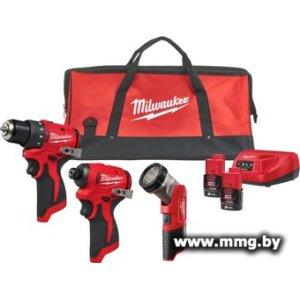 Milwaukee M12 BLPP3A-202B 4933499694 (шуруповерт, винтоверт, фонарь, 2 АКБ, сумка)
