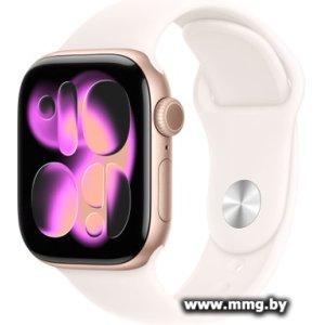 Apple Watch Series 11 42 мм (алюминиевый корпус, розовое золото/легкие румяна, спортивный силиконовый ремешок M/L)