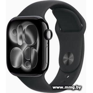 Apple Watch Series 11 46 мм (алюминиевый корпус, черный/черный, спортивный силиконовый ремешок S/M)