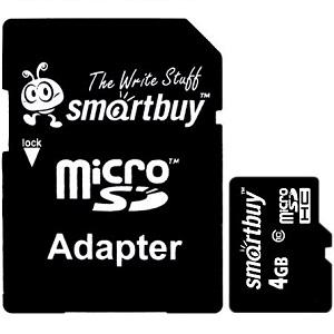 Купить SmartBuy 4Gb microSD Card Сlass 10 +adapter в Минске, доставка по Беларуси