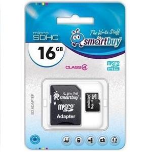 Купить SmartBuy 16Gb MicroSD Card Class 4 +adapter в Минске, доставка по Беларуси