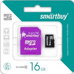 SmartBuy 16Gb MicroSD Card Class 10 +adapter/purpl