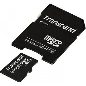 Transcend 64Gb MicroSD Class 10 UHS-I + адаптер