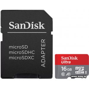 Купить SanDisk 16Gb microSDHC Ultra SDSQUAR-016G-GN6MA в Минске, доставка по Беларуси