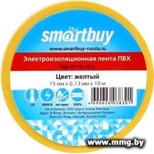 Купить Изолента Smartbuy 0.13х15мм, 10 метров, желтая в Минске, доставка по Беларуси