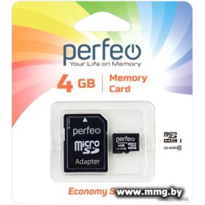 Купить Perfeo 4Gb microSDHC PF4GMCSH10AES 4GB (с адаптером) в Минске, доставка по Беларуси
