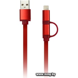 Кабель Smartbuy IK-212-RED USB Type-A - microUSB+Lightning (1 м, красный)