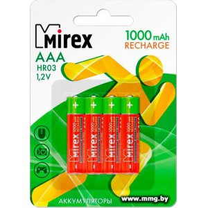 Купить Аккумуляторы Mirex AAA 1000mAh 4 шт 23702-HR03-10-E4 в Минске, доставка по Беларуси