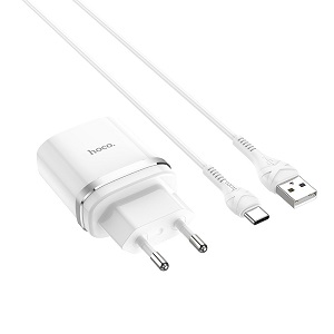 Зарядное устройство Hoco C12Q (белый)+кабель Type-C