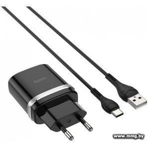 Зарядное устройство Hoco C12Q (чёрный)+кабель Type-C