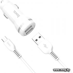 Купить Автозарядка Hoco Z27 (белый) + кабель microUSB в Минске, доставка по Беларуси
