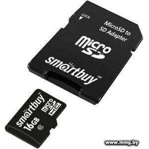 Купить SmartBuy 16Gb microSDHC SB16GBSDCL10-01LE (с адаптером) в Минске, доставка по Беларуси