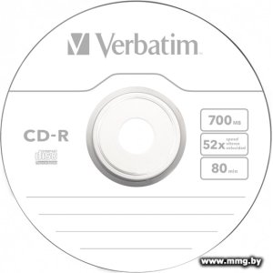 Купить Диск CD-R Verbatim 700Mb 52x (Slim, 1 шт.) (43347) в Минске, доставка по Беларуси