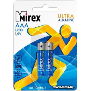 Купить Батарейка Mirex Ultra Alkaline AAA 2шт LR03-E2 23702-LR03-E2 в Минске, доставка по Беларуси