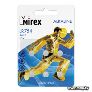 Батарейка Mirex AG5 / LR754 1.5V 6 шт блистер 23702-LR754-E6