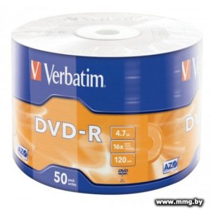 Купить Диск DVD-R Verbatim 4.7Gb 16x (50 шт) (43788) в Минске, доставка по Беларуси