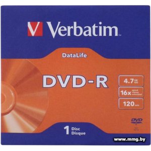Купить Диск DVD-R Verbatim 4.7Gb 16x (1 шт.) (43844) в Минске, доставка по Беларуси