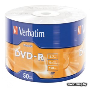 Купить Диск DVD-R Verbatim 4.7Gb 16x (50 шт) (43791) в Минске, доставка по Беларуси