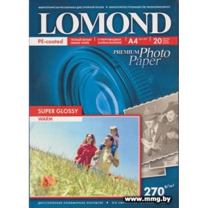 Фотобумага Lomond суперглянцев A4 270 г/кв.м. 20 л (1106101)