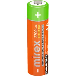 Купить Аккумуляторы Mirex AA 2700mAh 2 шт 23702-HR6-27-E2 в Минске, доставка по Беларуси