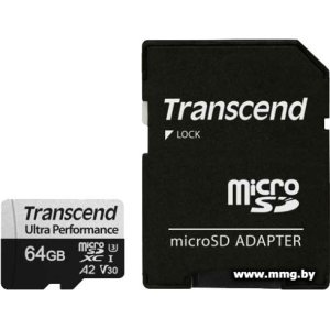 Купить Transcend 64GB microSDXC 340S TS64GUSD340S (с адаптером) в Минске, доставка по Беларуси