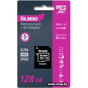Купить Olmio 128GB microSDXC V30 UHS-I Class 3 (U3) в Минске, доставка по Беларуси