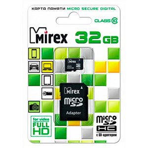 Купить сп. Mirex 32Gb MicroSD Card Class 10 UHS-I +adapter в Минске, доставка по Беларуси