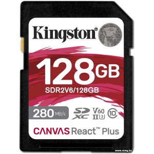 Купить Kingston 128GB SDXC Canvas React Plus SDR2V6/128GB в Минске, доставка по Беларуси
