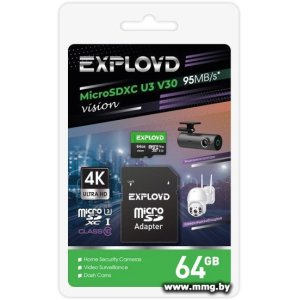 Exployd 64GB microSDXC EX64GCSDXC10-U3-V30 (с адаптером)